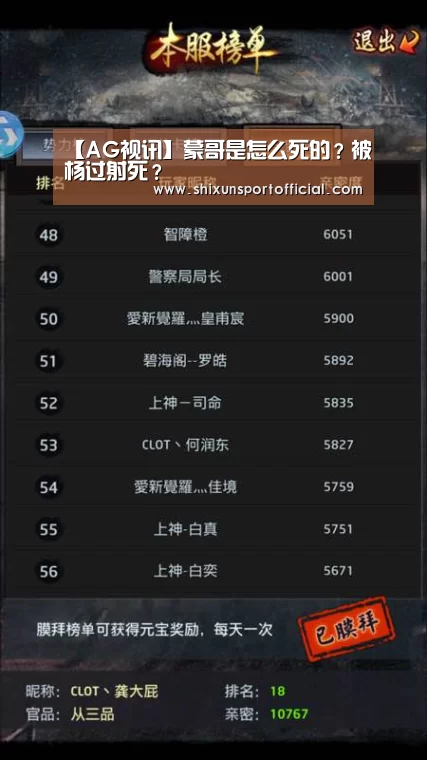 【AG视讯】蒙哥是怎么死的?被杨过射死?